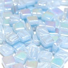 Mozaiek tegeltjes glas 8 x 8 mm Parelmoer per 50 gram Licht Aqua 61P