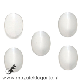 Cabochon/Plaksteen Glas 13x18 mm per 5  Opaal Wit 32958