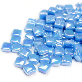 Mozaiek tegeltjes glas 8 x 8 mm Parelmoer per 50 gram Aqua 65P