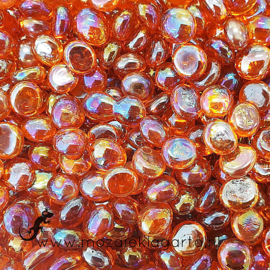 Glas Nugget Mini 9-13 mm Transparant Iriserend 50 gram Oranje 4369