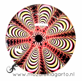 Cabochon/Plaksteen Glas 30 mm Mandala Crème - Roze 40217