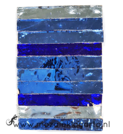 Tiffany Spiegelglas reepjes 1x6.5 cm per 10 Blauw 001