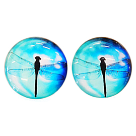 Cabochon/Plaksteen Glas 25 mm per 2 Libelle 1309