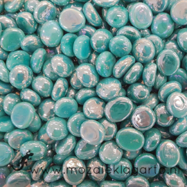 Glas Nugget Mini 9-13 mm Opaal Iriserend 50 gram Zeegroen 4375