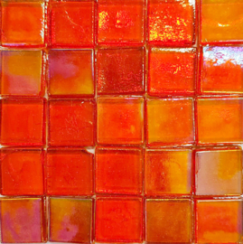 Glastegels 15 mm  Oranje Transparant per 25 tegels