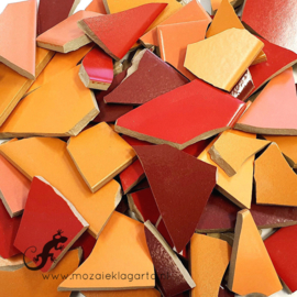 Mozaiek tegel scherven voor BINNEN EN BUITEN 1 kilo Rode/Oranje Mix 005