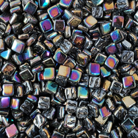 Mozaiek tegeltjes glas 8 x 8 mm Parelmoer per 50 gram Zwart 049
