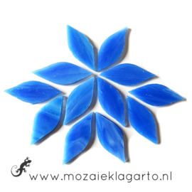 Bloemblaadjes Tiffanyglas 15x38x3 mm per 12 Blauw 030-1