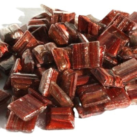 Mozaïek Glastegeltjes 10x10 mm (50 gram) Goudader Bordeaux 76
