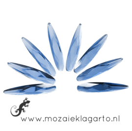 Glas facet geslepen druppel 6x30 mm per 8  Blauw