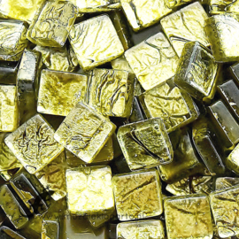 Mozaïek Glastegeltjes 10x10 mm (50 gram) Folie Groen 2334