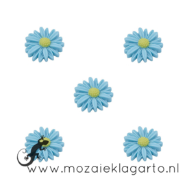 Decoratiesteen kunststof  22 mm bloem per 5 Blauw 20863