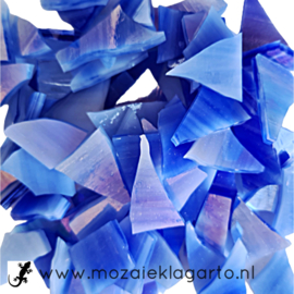 Gekleurde glasscherven Iriserend Blauw/Wit W118-1i