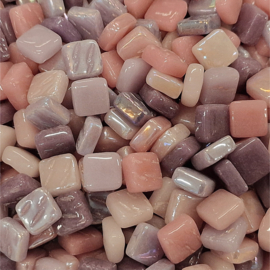 Mozaïek tegeltjes glas 8 x 8 mm Opaal per 250 gram Mix Paars/Roze 305