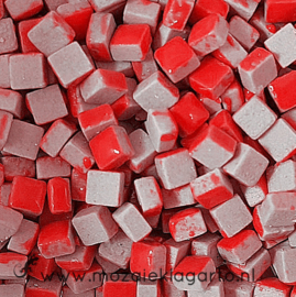 Mini Keramiek tegeltjes 5x5 mm per 25 gram Rood 401