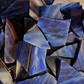 Gekleurde glasscherven Semi Translucent Blauw/Wit/Purper 1062st