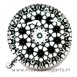 Cabochon/Plaksteen Glas 30 mm Mandala  Zwart - Wit 22011