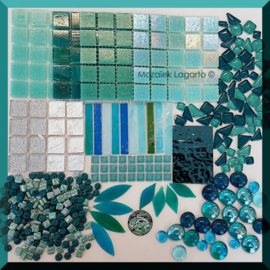 Mozaiekglas mix Aqua in cadeaudoos​ 25-1