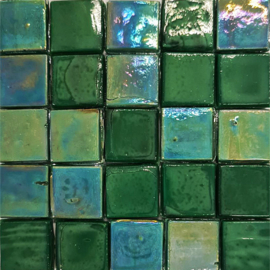 Glastegels 15 mm  Donkergroen Opaal per 25 tegels 133-15