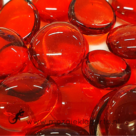 Glas Nugget  17-22 mm Transparant 50 gram Rood 4407