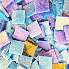 Mozaïektegeltjes Glas 2x2 cm 1000 gram Mix Blauw 704