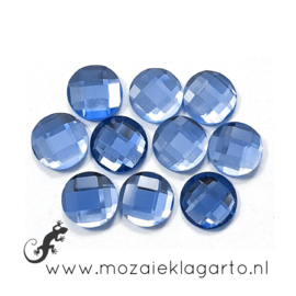 Glas facet geslepen rond 12 mm per 10  Blauw 604