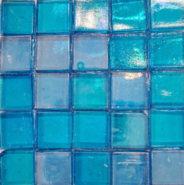 Glastegels 15 mm  Lichtblauw Transparant per 25 tegels