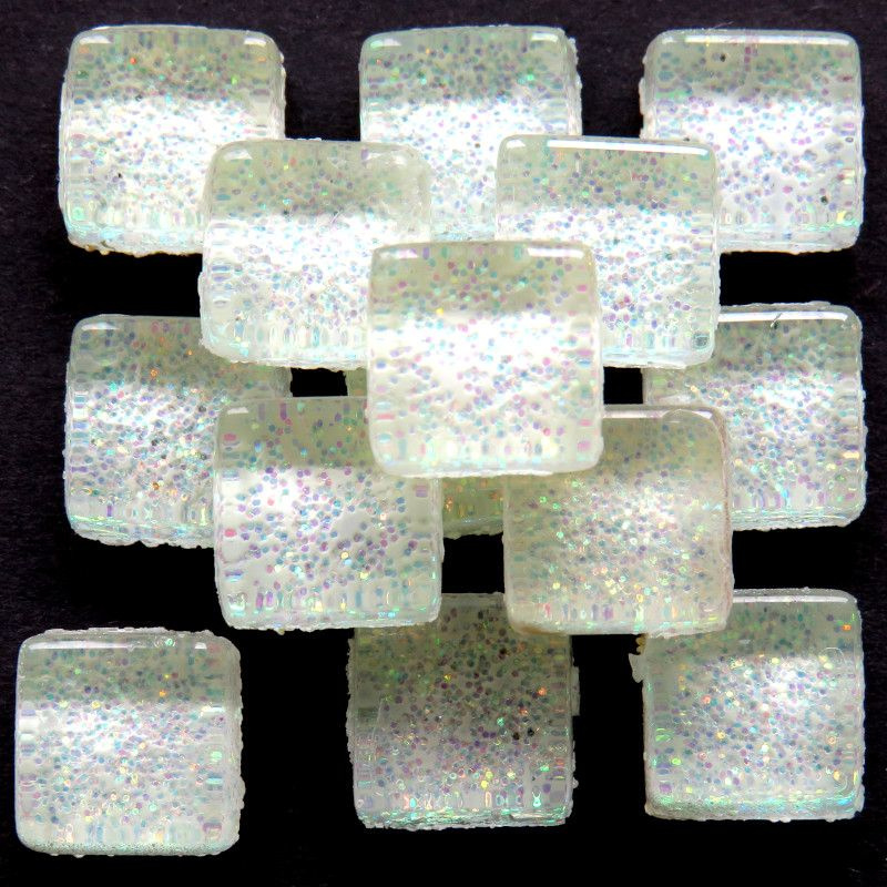 Glasmozaiek glitter 1 x 1 cm per 50 gram Wit 90-10