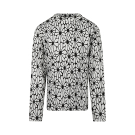 LONGSLEEVE RETRO BLOEM, ZWART