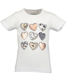 T-SHIRT WIT, HEARTS