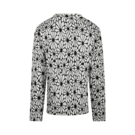 LONGSLEEVE RETRO BLOEM, ZWART