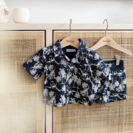 2-DELIGE SET DONKER BLAUW MET PRINT, ROAR