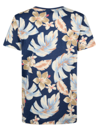 SHIRT MET BLOEMEN PRINT, DONKER BLAUW