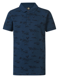 POLO MET HAWAII PRINT, DONKER BLAUW