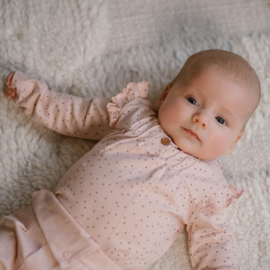 LONGSLEEVE RUFFLES & DOTS, POEDER ROZE