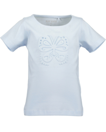 SHIRT LICHT BLAUW MET RELIËF VLINDER, FLOWER