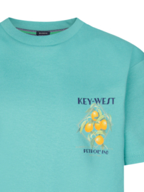 SHIRT MET BACK PRINT, TURQUOISE