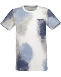 SHIRT GEVLEKT, GRIJS EN BLAUW