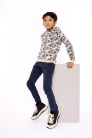 BROEK TAPERED FIT, DONKER BLAUW