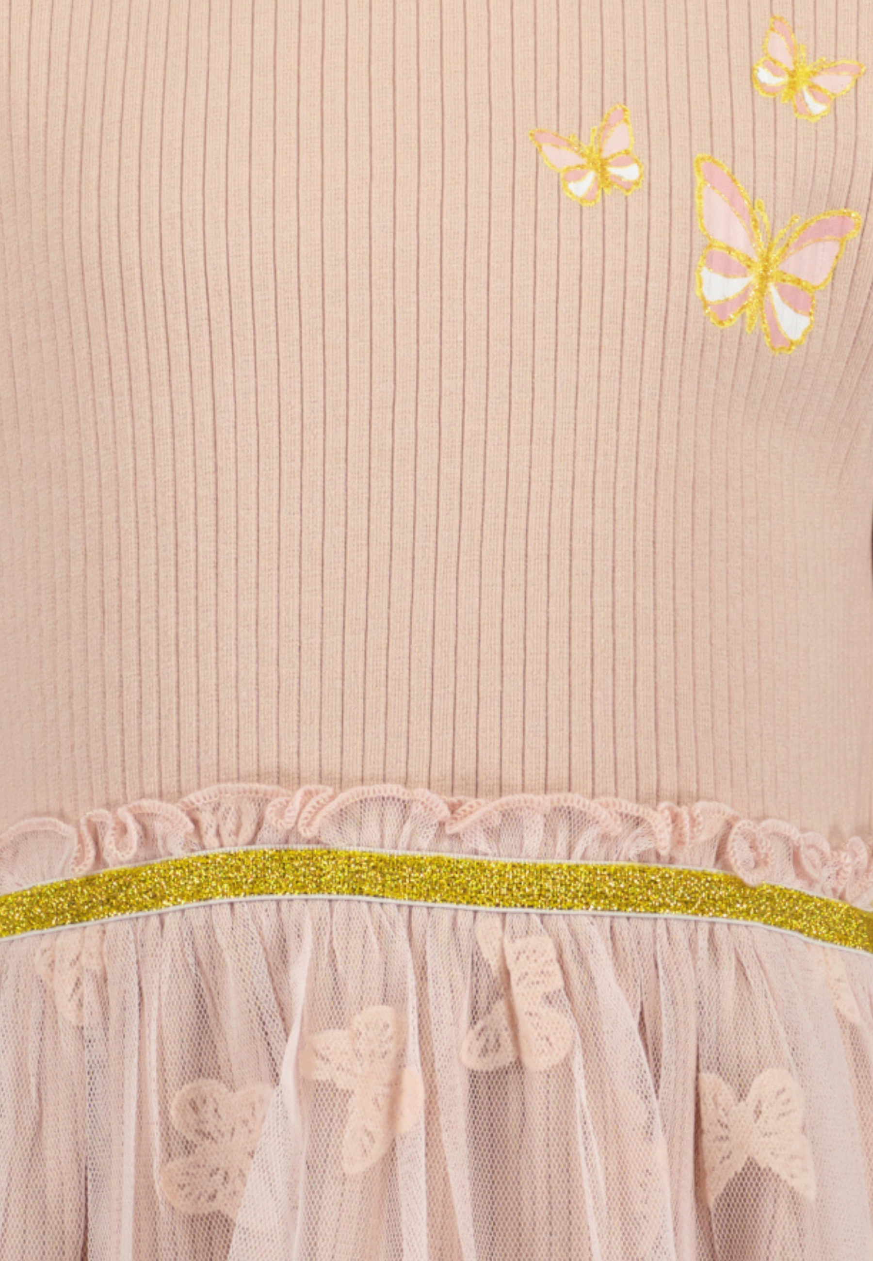 JURK MET TULE ROK SWAN, POEDERROZE