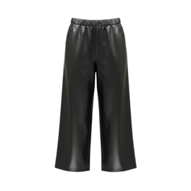 BROEK WIDE LEG LEDERLOOK, ZWART