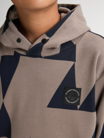 HOODIE GRAFISCHE PRINT, DUSTY BROWN