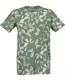 SHIRT MET BLADER PRINT, GRIJSGROEN