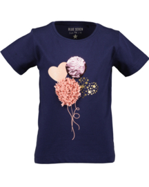 SHIRT MET VEEGPAILETTEN DONKER BLAUW,FLAMINGO LOVE