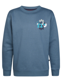 SWEATER MET BACKPRINT, STORMBLAUW