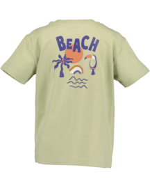 SHIRT MET BACK PRINT GROEN, BEACH VIBES