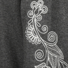 SWEATER MET BORDUUSEL, DONKER GRIJS GEMELEERD