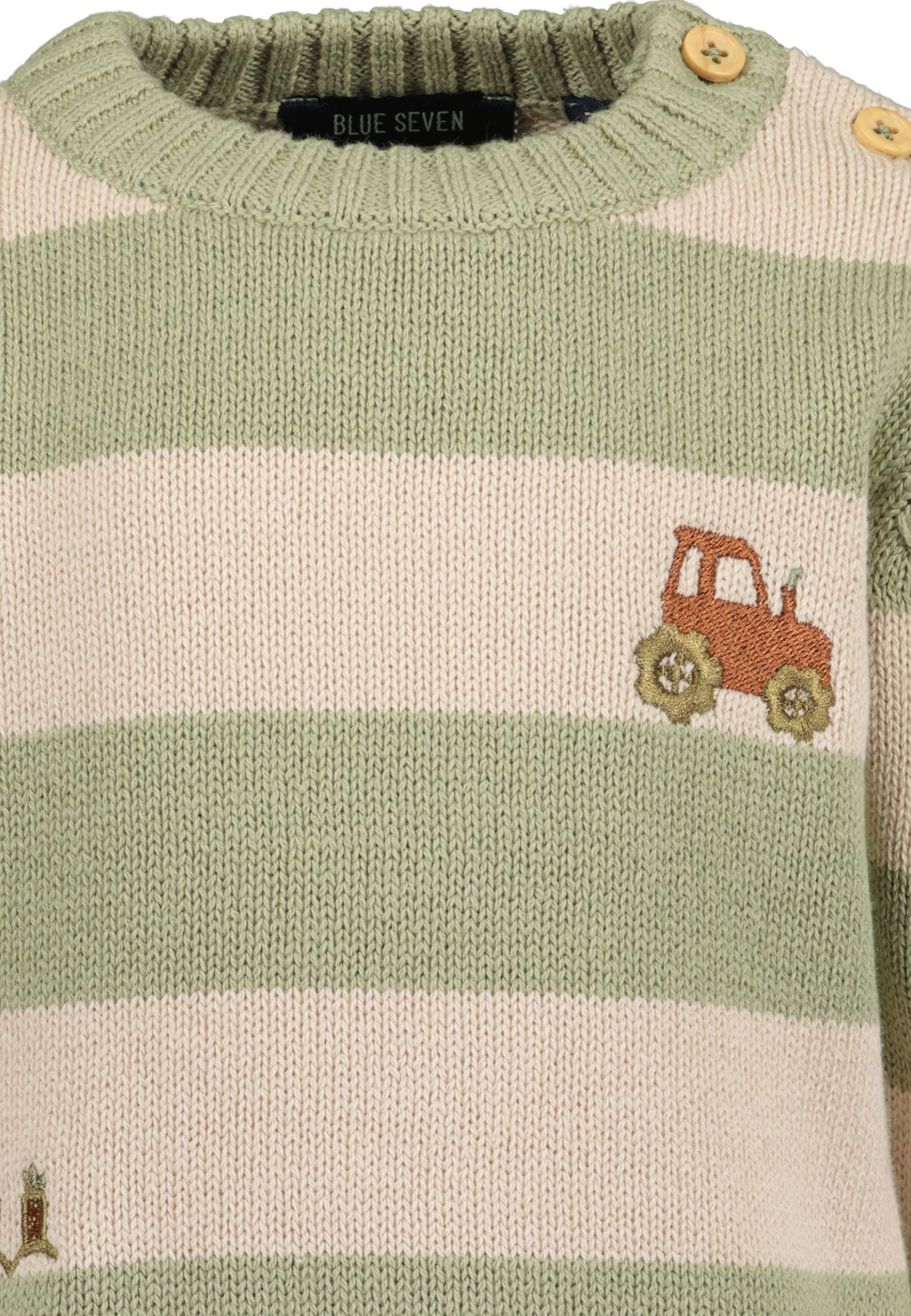 GESTREEPTE PULLOVER FUNNY FARM, ZAND