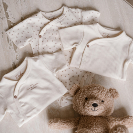 SET 3 ROMPERS MET KORTE MOUW, CREME