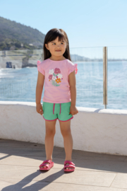 KORT BROEKJE MINT GROEN, FLOWERS